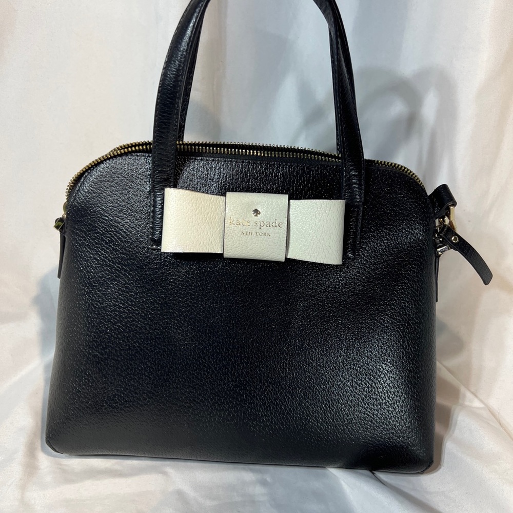 KATE SPADE MAISE SATCHEL Black‎ With White Bow